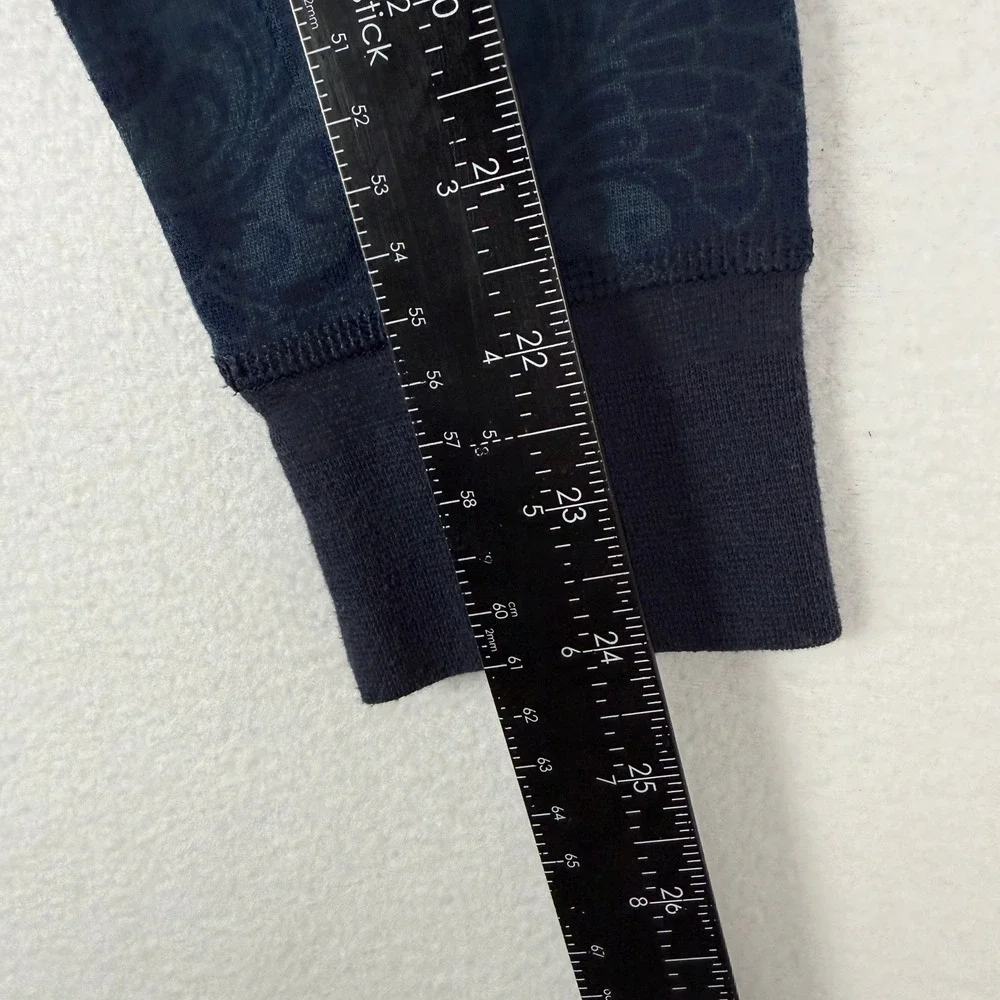 The North Face Wool Blend Pullover Womens M Blue Floral‎ 1/4 Snap Lightweight - Picture 9 of 9